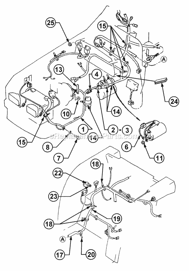 Electrical, Harness Diagram and Parts List for 54A-458D100, 590-603-100 Cub Cadet Lawn Tractor